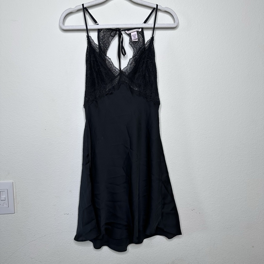 Victorias Secret Black Lingerie Size S Teddy Nightie Lace Valentines Day Eyelet